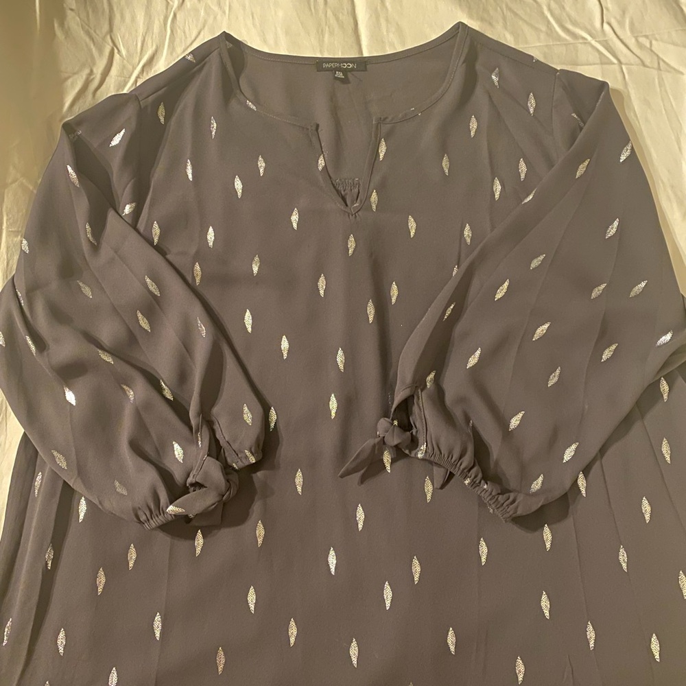 Papermoon Dark Gray Top with Shimmering Accents